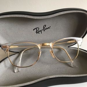 Ray Ban Gold and Clear Eye Glasses frames (no lenses)